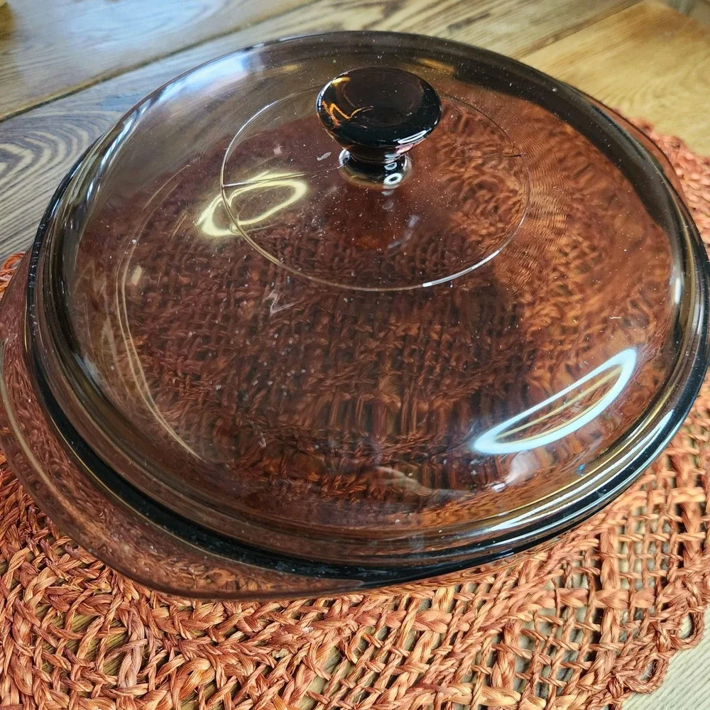 Vintage Pyrex Fireside Amber Casserole Dish with Lid |‎ 2 Qt